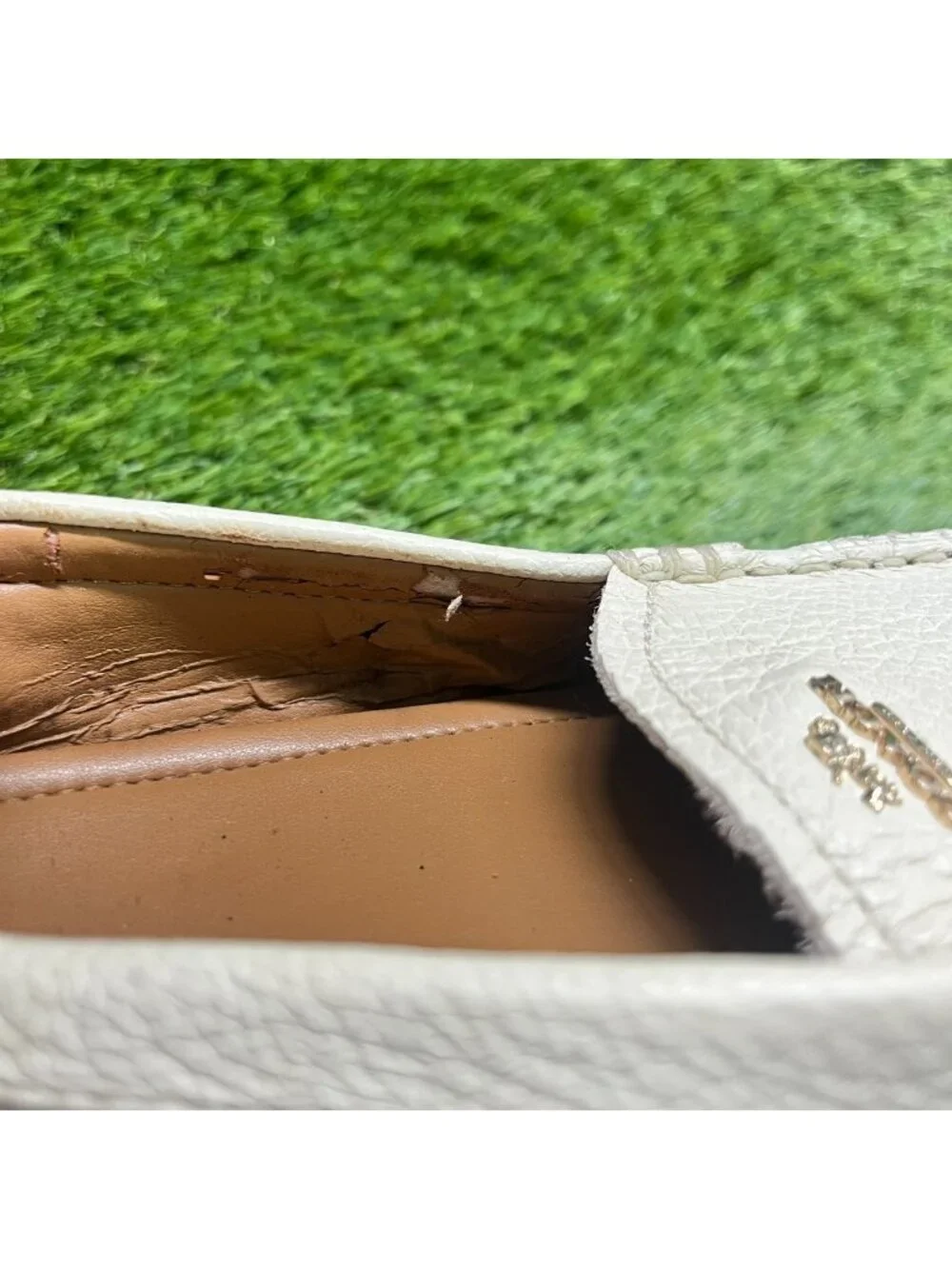 Coach Amber Womens Size 8.5 Cream Leather Casual Slip On Driving Loafers Flats